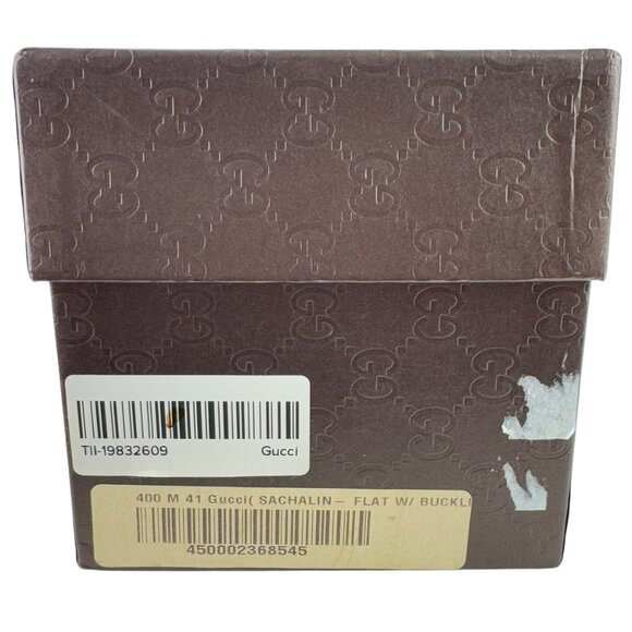 GUCCI Sachalin Navy Blue Leather GG Front Logo Cap Toe Ballet Flats 41 - 11US - Picture 11 of 11